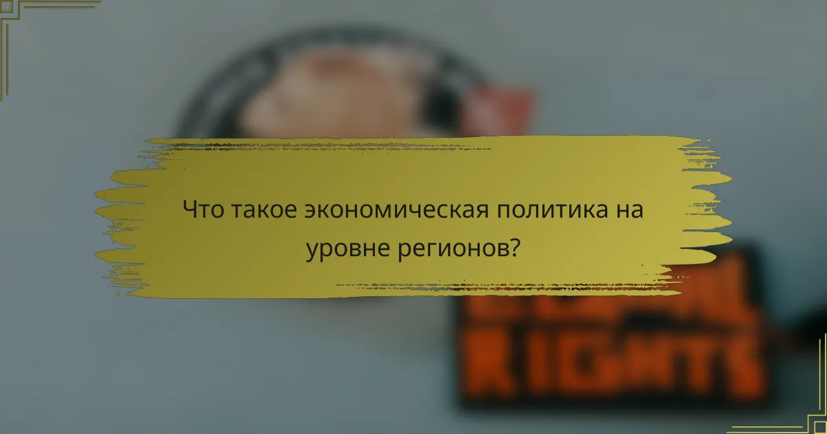 Что такое экономическая политика на уровне регионов?