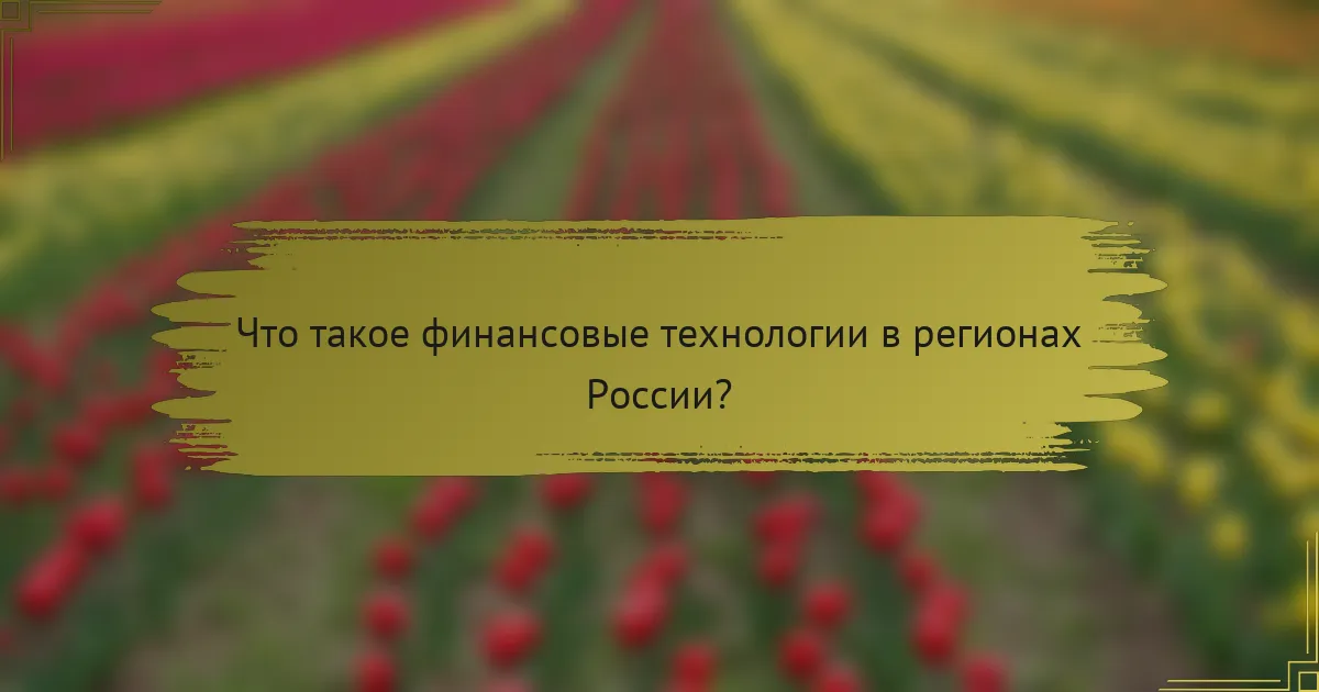 Что такое финансовые технологии в регионах России?
