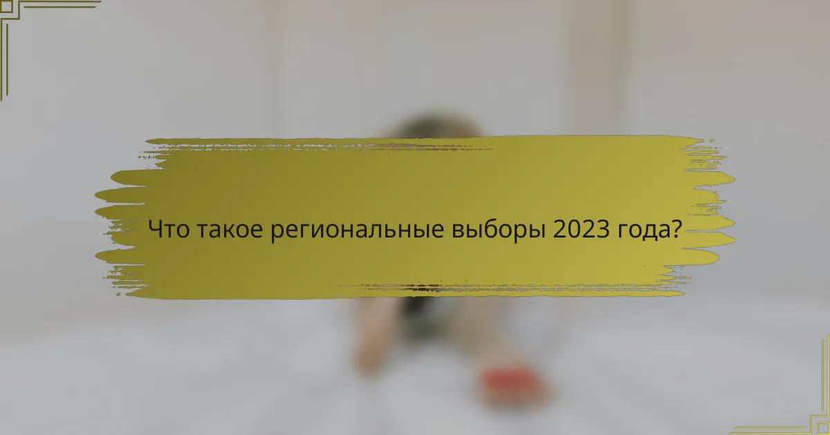 Что такое региональные выборы 2023 года?