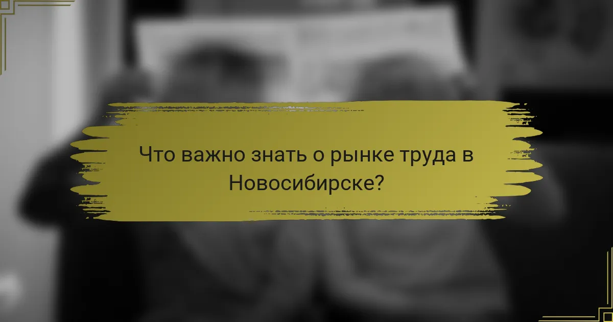 Что важно знать о рынке труда в Новосибирске?