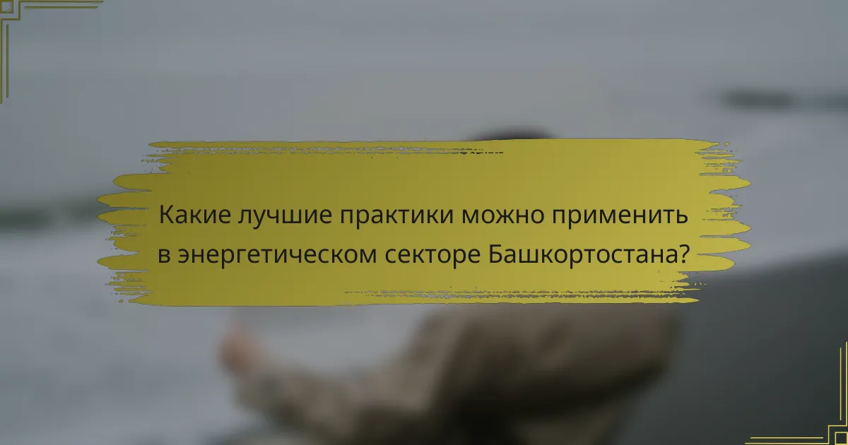 Какие лучшие практики можно применить в энергетическом секторе Башкортостана?