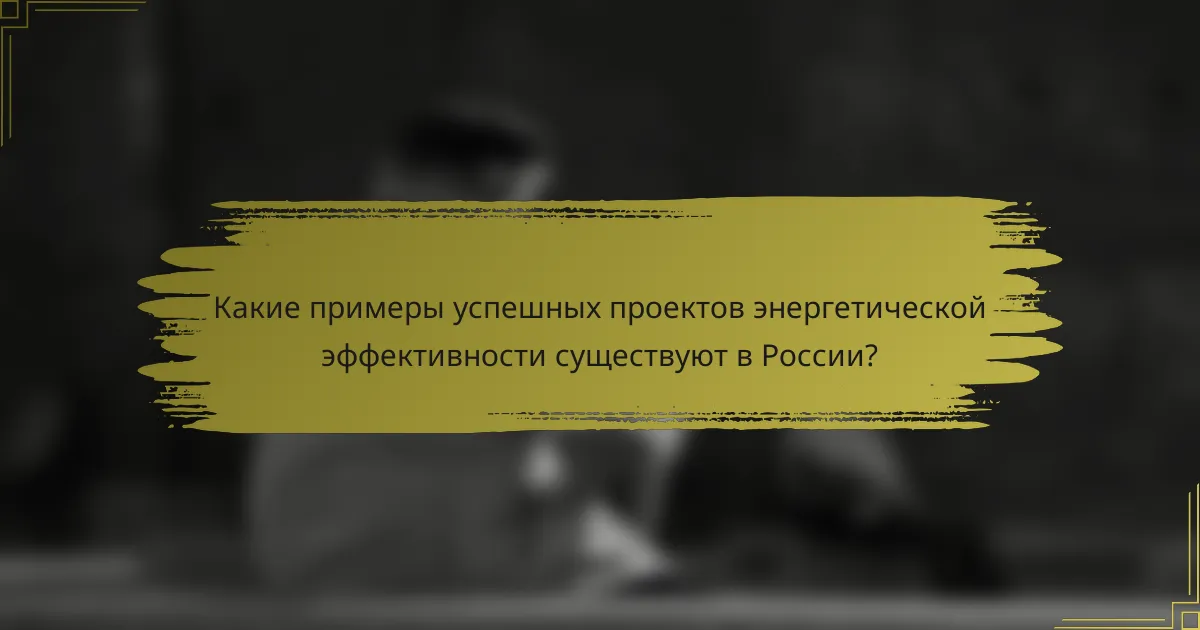 Какие примеры успешных проектов энергетической эффективности существуют в России?