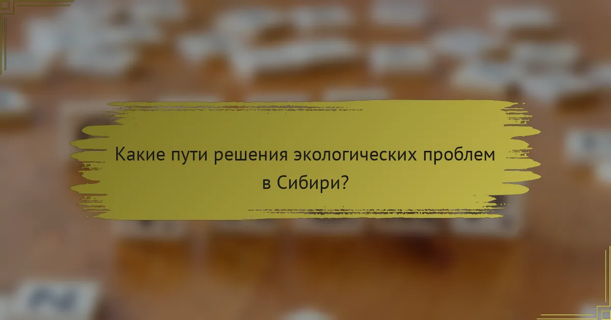 Какие пути решения экологических проблем в Сибири?