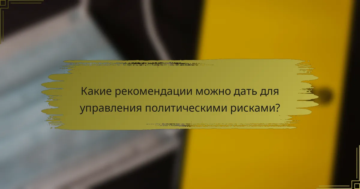 Какие рекомендации можно дать для управления политическими рисками?