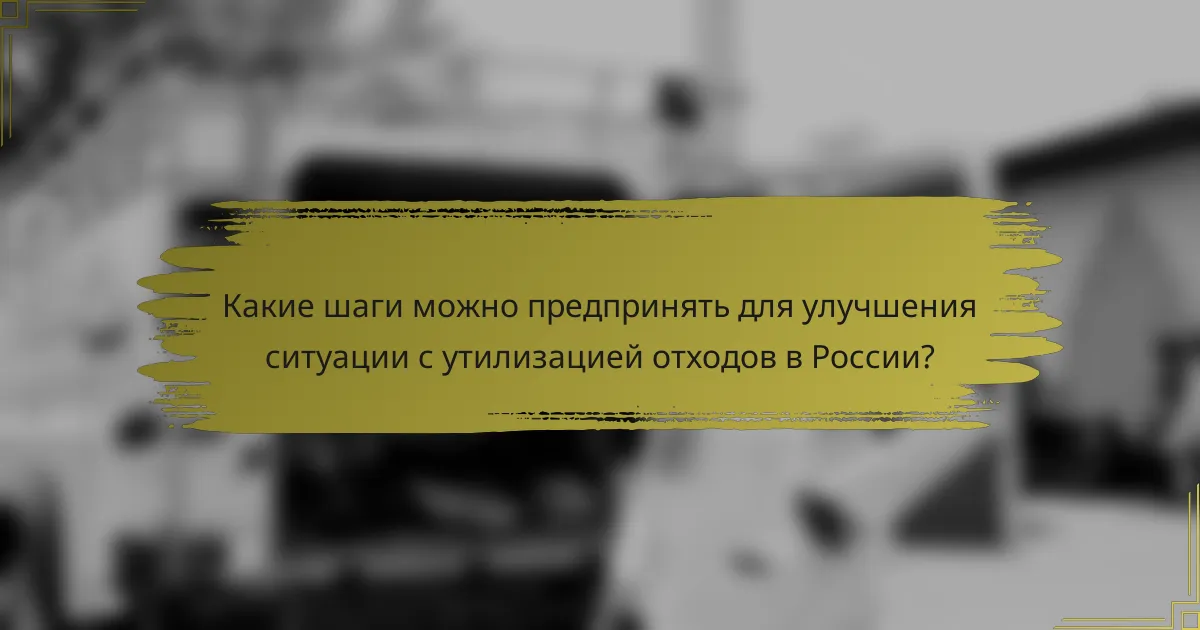 Какие шаги можно предпринять для улучшения ситуации с утилизацией отходов в России?