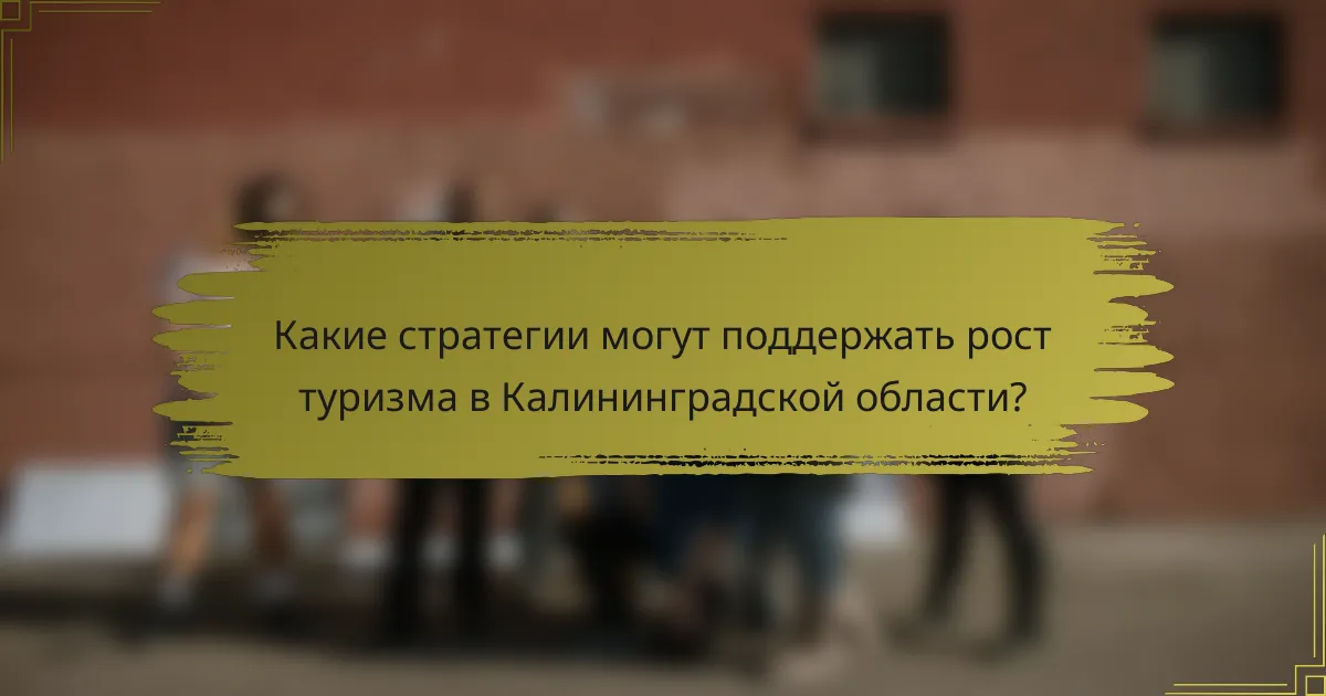 Какие стратегии могут поддержать рост туризма в Калининградской области?