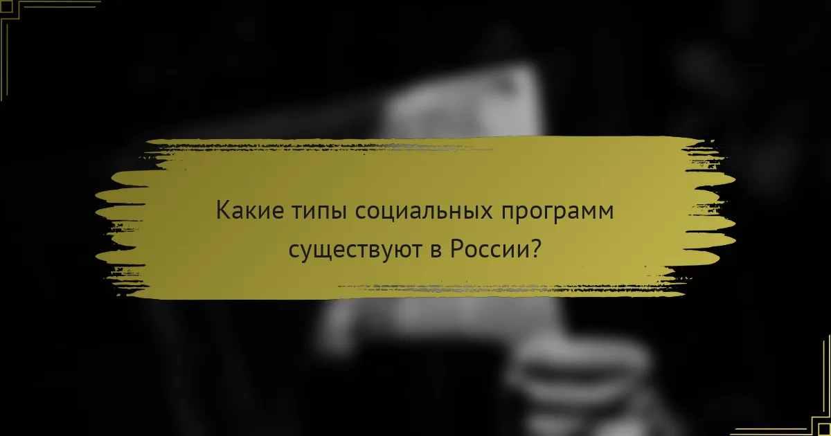 Какие типы социальных программ существуют в России?