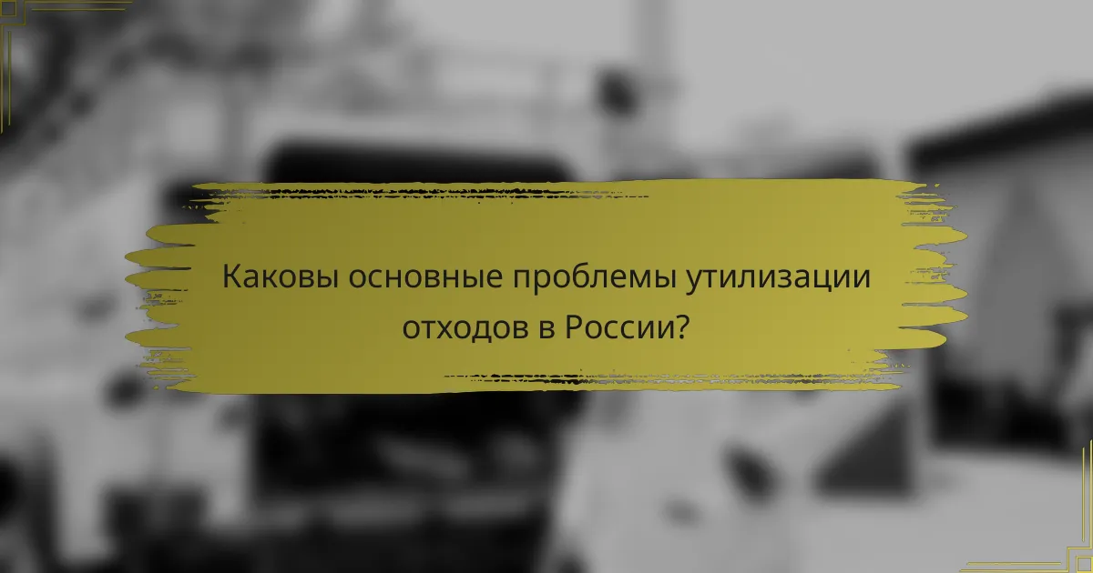 Каковы основные проблемы утилизации отходов в России?