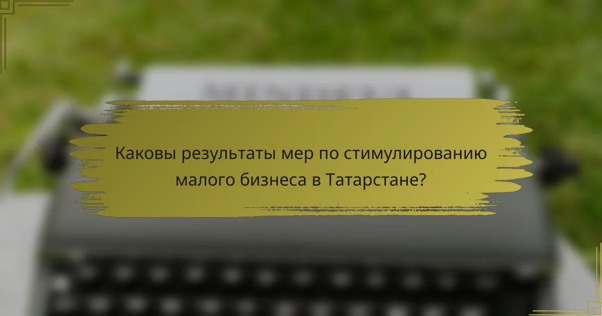 Каковы результаты мер по стимулированию малого бизнеса в Татарстане?